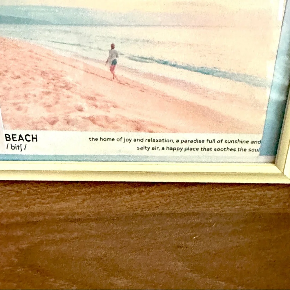 BEACH Summer Dictionary Series Ocean Canvas Art Print Framed Wall Art 10x13”